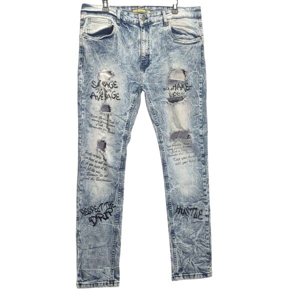 Road Narrows NYC Other - Road Narrows NYC Mens Drip Savage Distressed Denim Skinny Slim Jeans
